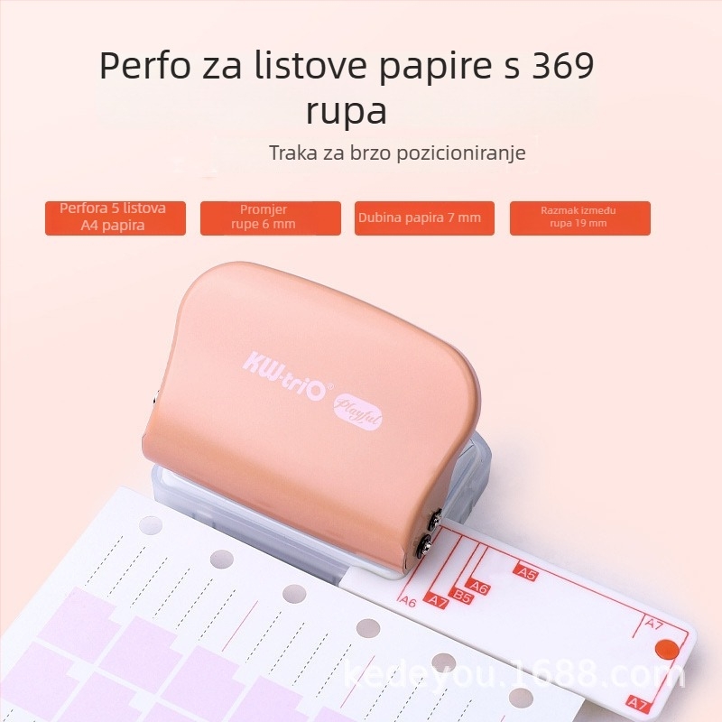 Ručni višedijelni bušač rupa za papir, 3/6/9 rupa, promjer rupe 5 mm, model 99H3, KW-TRIO, 200 g