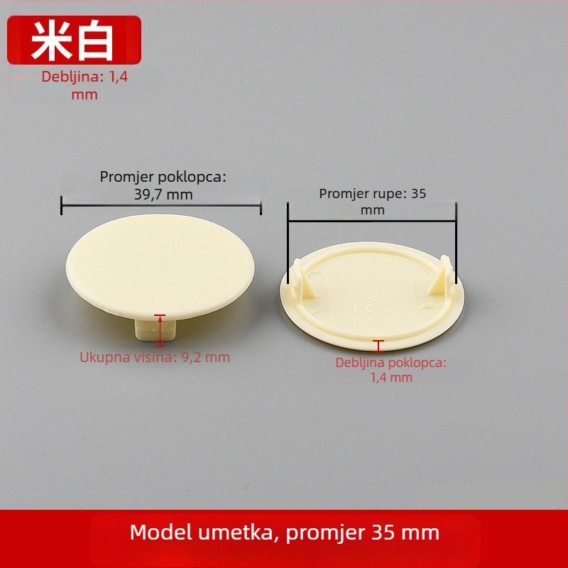 Plastični čep za šarnir rupu - model 55, za ormar, moderni minimalistički stil