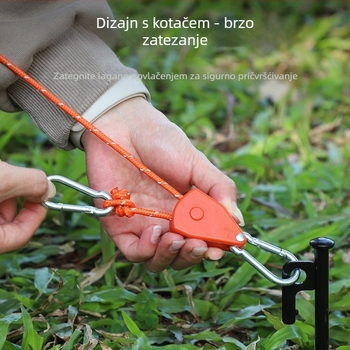 Pribor za šator: klizač za trake, metalna kolotnica, 4 mm užad, reflektirajuća užad