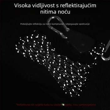 Pribor za šator: klizač za trake, metalna kolotnica, 4 mm užad, reflektirajuća užad