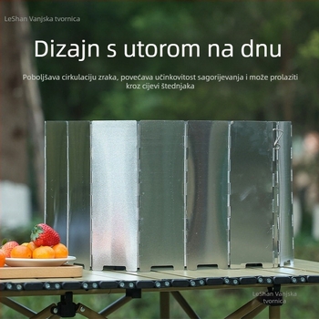Vjetrobran za vanjsku prijenosnu plinsku štednjak — Leshan Outdoor Strength Factory, model 7HT5S6JH7MTH, CE certificirano