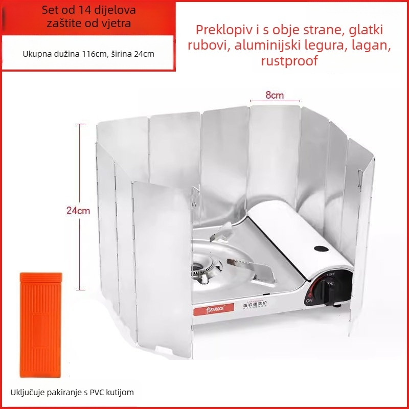 Vjetrobran za vanjsku prijenosnu plinsku štednjak — Leshan Outdoor Strength Factory, model 7HT5S6JH7MTH, CE certificirano