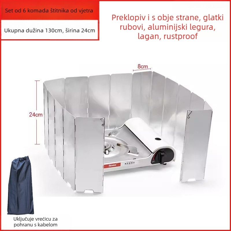Vjetrobran za vanjsku prijenosnu plinsku štednjak — Leshan Outdoor Strength Factory, model 7HT5S6JH7MTH, CE certificirano