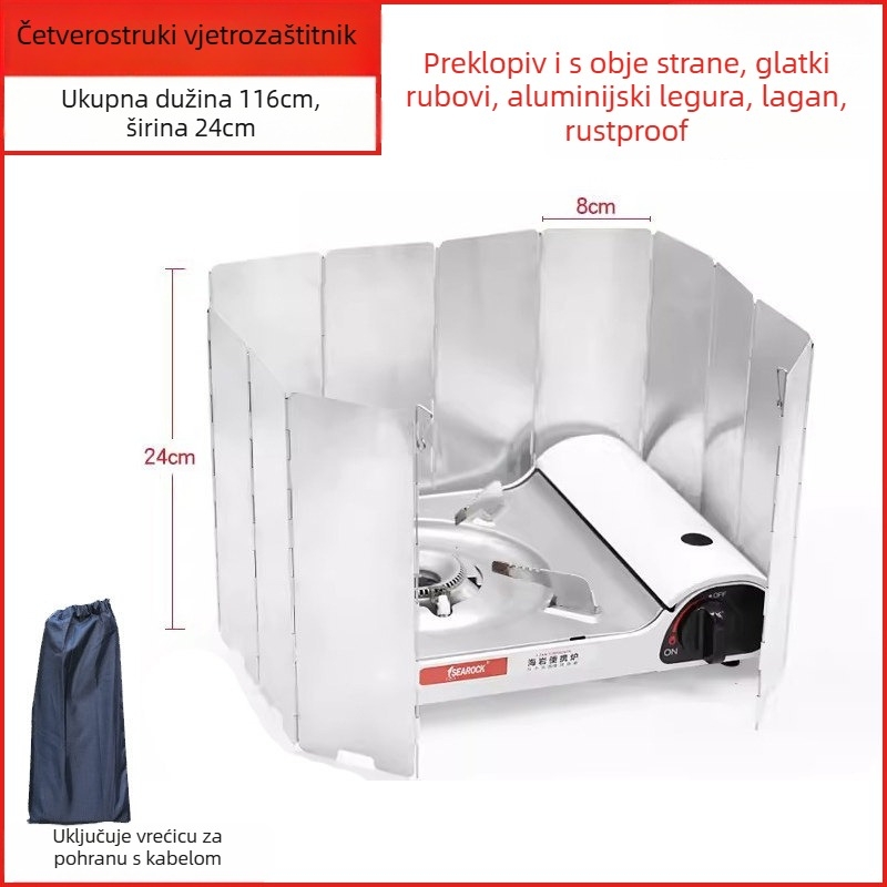 Vjetrobran za vanjsku prijenosnu plinsku štednjak — Leshan Outdoor Strength Factory, model 7HT5S6JH7MTH, CE certificirano