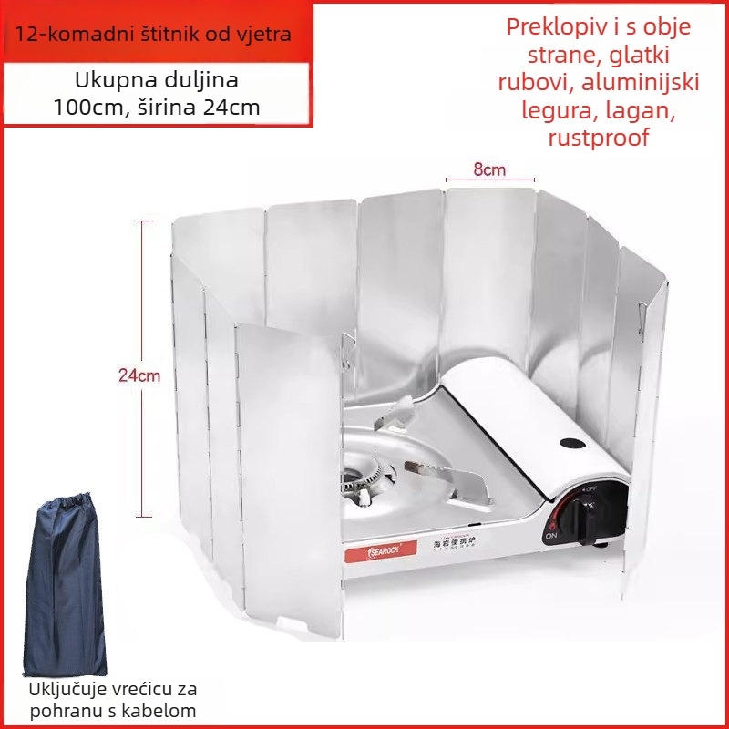 Vjetrobran za vanjsku prijenosnu plinsku štednjak — Leshan Outdoor Strength Factory, model 7HT5S6JH7MTH, CE certificirano
