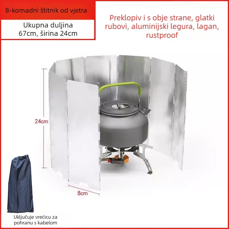 Vjetrobran za vanjsku prijenosnu plinsku štednjak — Leshan Outdoor Strength Factory, model 7HT5S6JH7MTH, CE certificirano