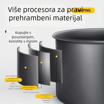 Prijenosni set posuđa za kampiranje – aluminijska legura, Tuocun, za 1–2 osobe, težina 1,0 kg