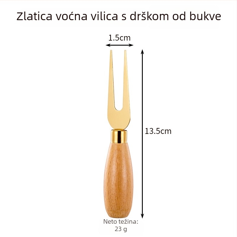 Hongjunda set od nehrđajućeg čelika: pretlačivač za krumpire i češnjak, nož za maslac i vilica za voće s drvenom ručkom – moderni stil, mogućnost prilagodbe