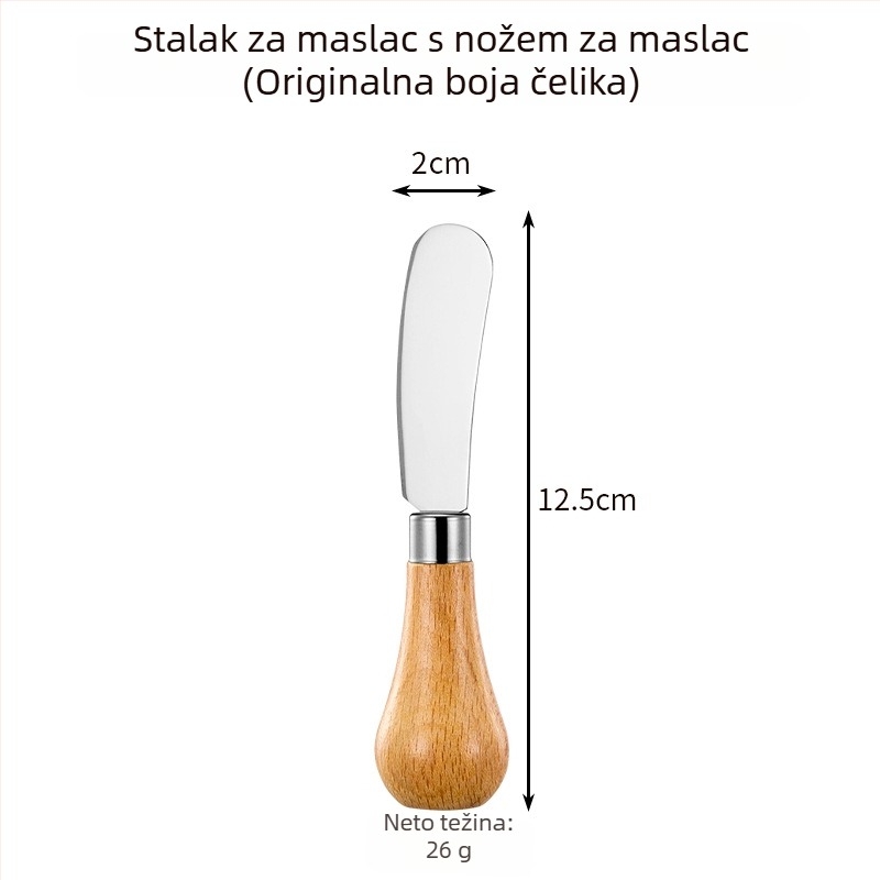 Hongjunda set od nehrđajućeg čelika: pretlačivač za krumpire i češnjak, nož za maslac i vilica za voće s drvenom ručkom – moderni stil, mogućnost prilagodbe