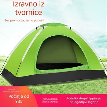 Šator za kampiranje, jednoslojna konstrukcija, za četiri sezone; težina 1,2 kg; vanjska vodootpornost 1000–1500 mm; donja vodootpornost 1500 mm