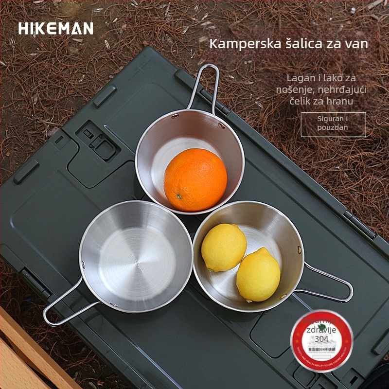Kamping zdjela od 304 nehrđajućeg čelika – prijenosna, izolirana, težina 113–129 g, za 1 osobu, modeli LYW-400/LYW-600