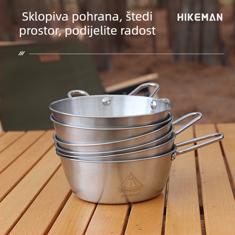 Kamping zdjela od 304 nehrđajućeg čelika – prijenosna, izolirana, težina 113–129 g, za 1 osobu, modeli LYW-400/LYW-600