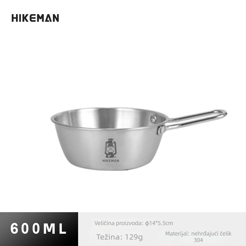 Kamping zdjela od 304 nehrđajućeg čelika – prijenosna, izolirana, težina 113–129 g, za 1 osobu, modeli LYW-400/LYW-600