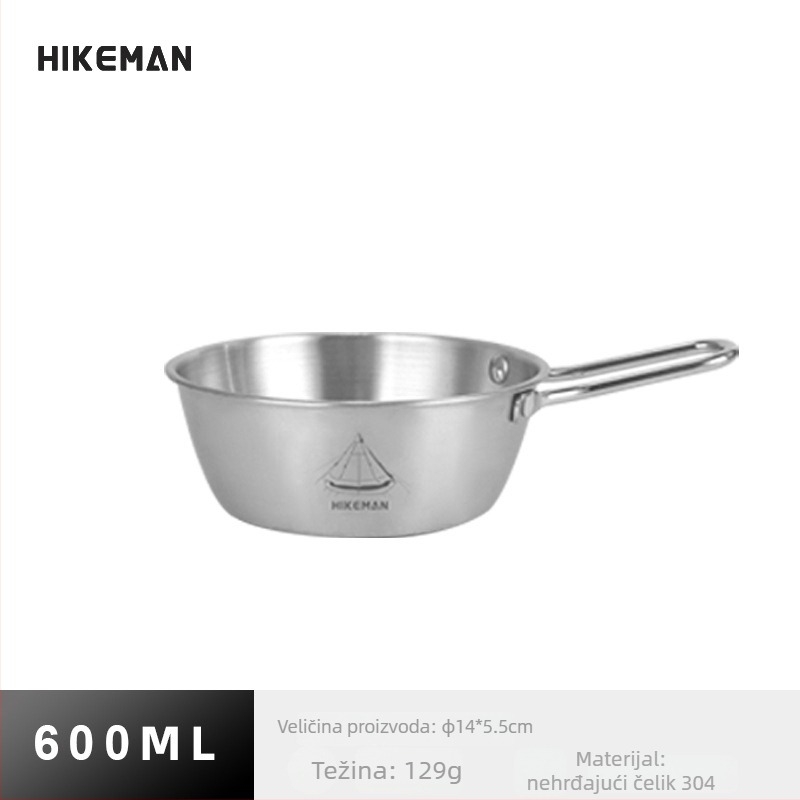 Kamping zdjela od 304 nehrđajućeg čelika – prijenosna, izolirana, težina 113–129 g, za 1 osobu, modeli LYW-400/LYW-600