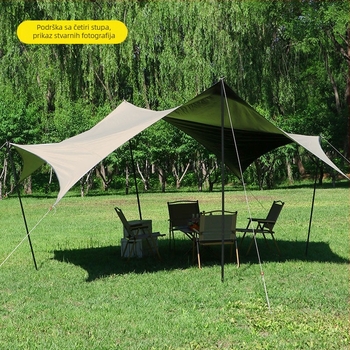 Oxfordov šator s canopy tkaninom, zahtijeva montažu, 4-sezonska upotreba, za 2–6 osobe, metalni okvir, vodootporna vanjska tkanina 1500–2000 mm