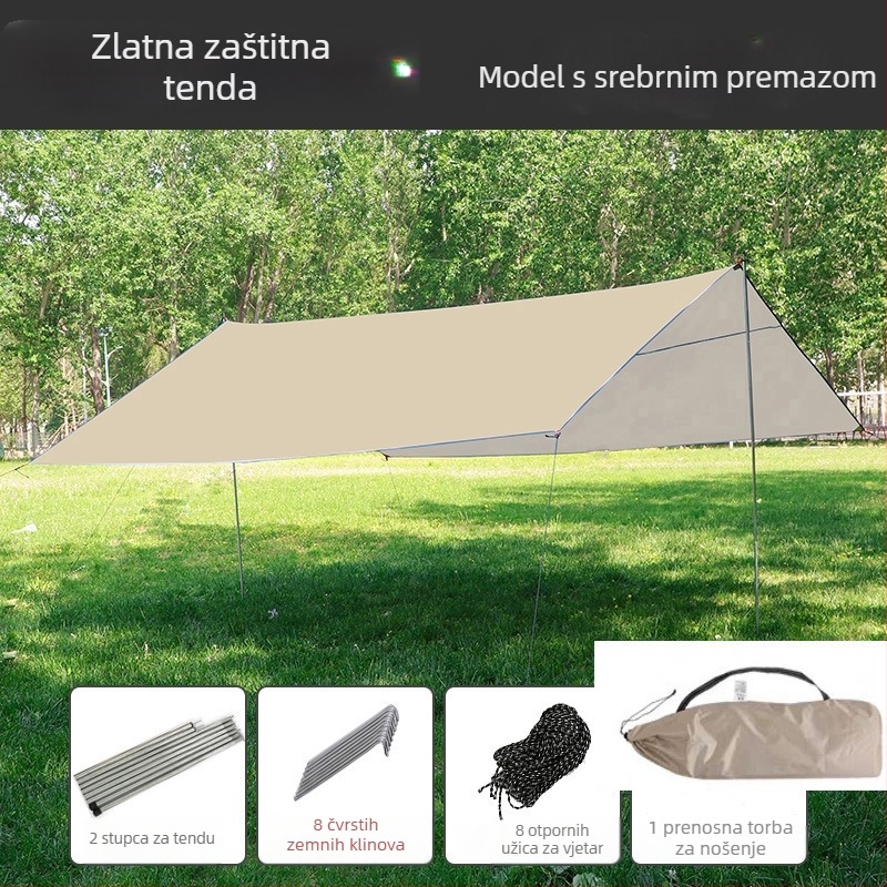 Oxfordov šator s canopy tkaninom, zahtijeva montažu, 4-sezonska upotreba, za 2–6 osobe, metalni okvir, vodootporna vanjska tkanina 1500–2000 mm