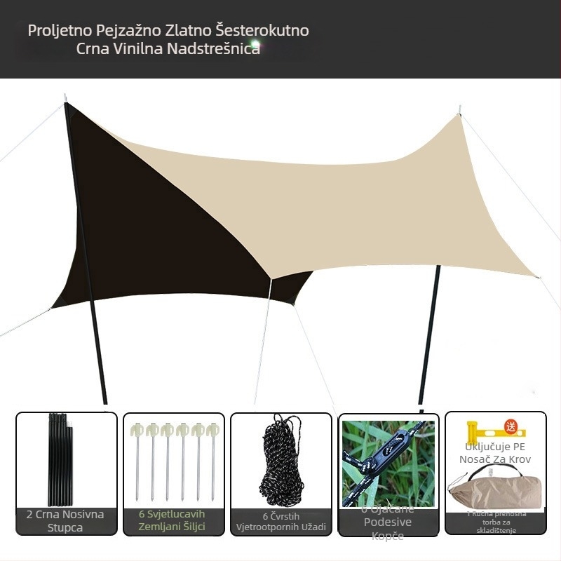 Oxfordov šator s canopy tkaninom, zahtijeva montažu, 4-sezonska upotreba, za 2–6 osobe, metalni okvir, vodootporna vanjska tkanina 1500–2000 mm