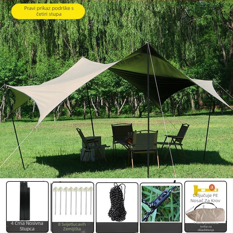 Oxfordov šator s canopy tkaninom, zahtijeva montažu, 4-sezonska upotreba, za 2–6 osobe, metalni okvir, vodootporna vanjska tkanina 1500–2000 mm