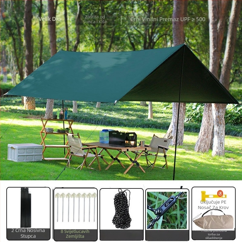 Oxfordov šator s canopy tkaninom, zahtijeva montažu, 4-sezonska upotreba, za 2–6 osobe, metalni okvir, vodootporna vanjska tkanina 1500–2000 mm