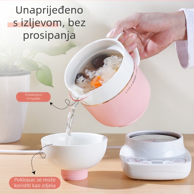 Električna keramička šalica za zdravlje, grijanje kućišta, 360W, kapacitet 0,6–1,0 L, zaštita od pregrijavanja, 1–2 porcije