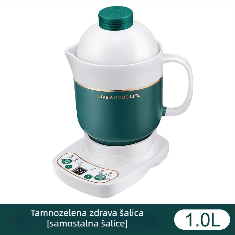 Električna keramička šalica za zdravlje, grijanje kućišta, 360W, kapacitet 0,6–1,0 L, zaštita od pregrijavanja, 1–2 porcije