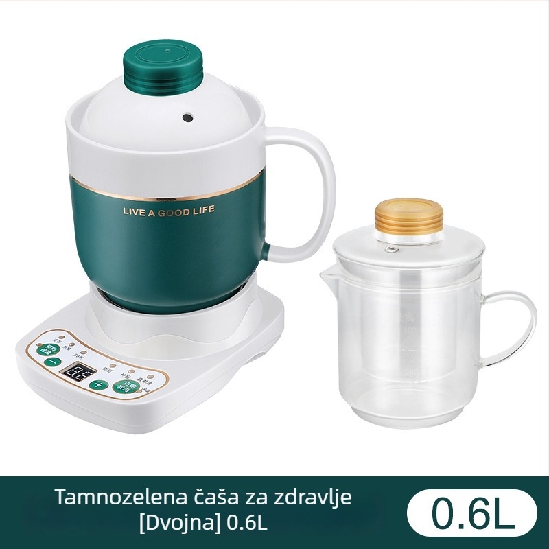 Električna keramička šalica za zdravlje, grijanje kućišta, 360W, kapacitet 0,6–1,0 L, zaštita od pregrijavanja, 1–2 porcije