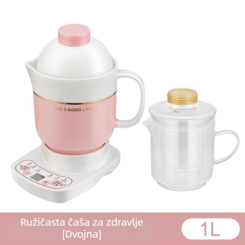Električna keramička šalica za zdravlje, grijanje kućišta, 360W, kapacitet 0,6–1,0 L, zaštita od pregrijavanja, 1–2 porcije