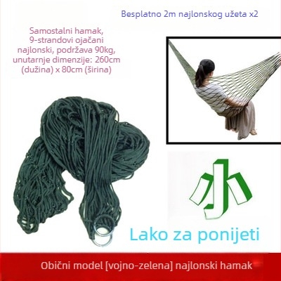 Hamak s mrežastim najlonskim užetom, bez stalka, za vanjsku upotrebu, za djecu i odrasle, za kampiranje
