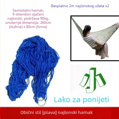 Hamak s mrežastim najlonskim užetom, bez stalka, za vanjsku upotrebu, za djecu i odrasle, za kampiranje