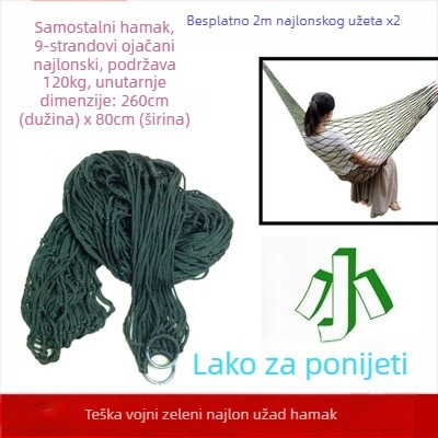 Hamak s mrežastim najlonskim užetom, bez stalka, za vanjsku upotrebu, za djecu i odrasle, za kampiranje