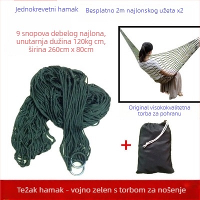 Hamak s mrežastim najlonskim užetom, bez stalka, za vanjsku upotrebu, za djecu i odrasle, za kampiranje
