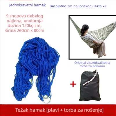 Hamak s mrežastim najlonskim užetom, bez stalka, za vanjsku upotrebu, za djecu i odrasle, za kampiranje