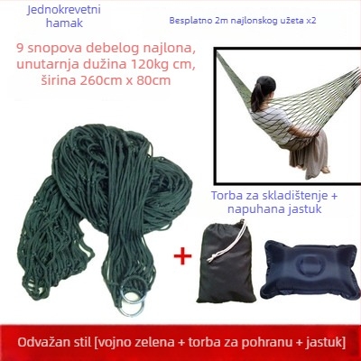 Hamak s mrežastim najlonskim užetom, bez stalka, za vanjsku upotrebu, za djecu i odrasle, za kampiranje