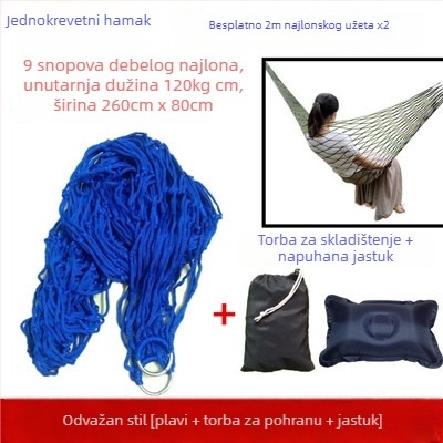 Hamak s mrežastim najlonskim užetom, bez stalka, za vanjsku upotrebu, za djecu i odrasle, za kampiranje