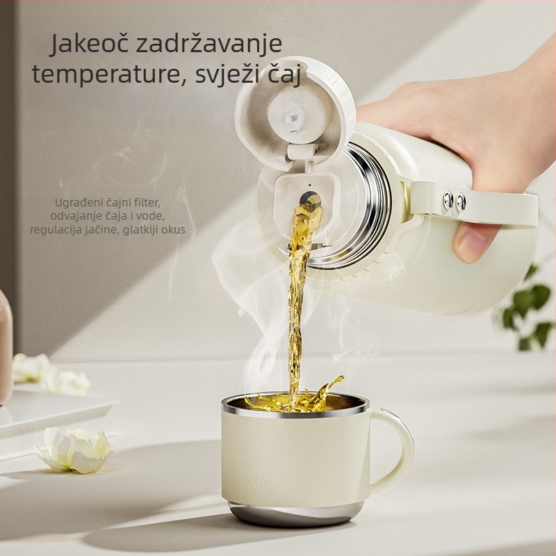 Termos čaša s pretincom za čaj, unutarnja tanka 316 nerđajući čelik, vanjski omotač 201 nerđajući čelik, zaslon temperature, prijenosna izolirana čaša, zadržava temperaturu 24-36 sati