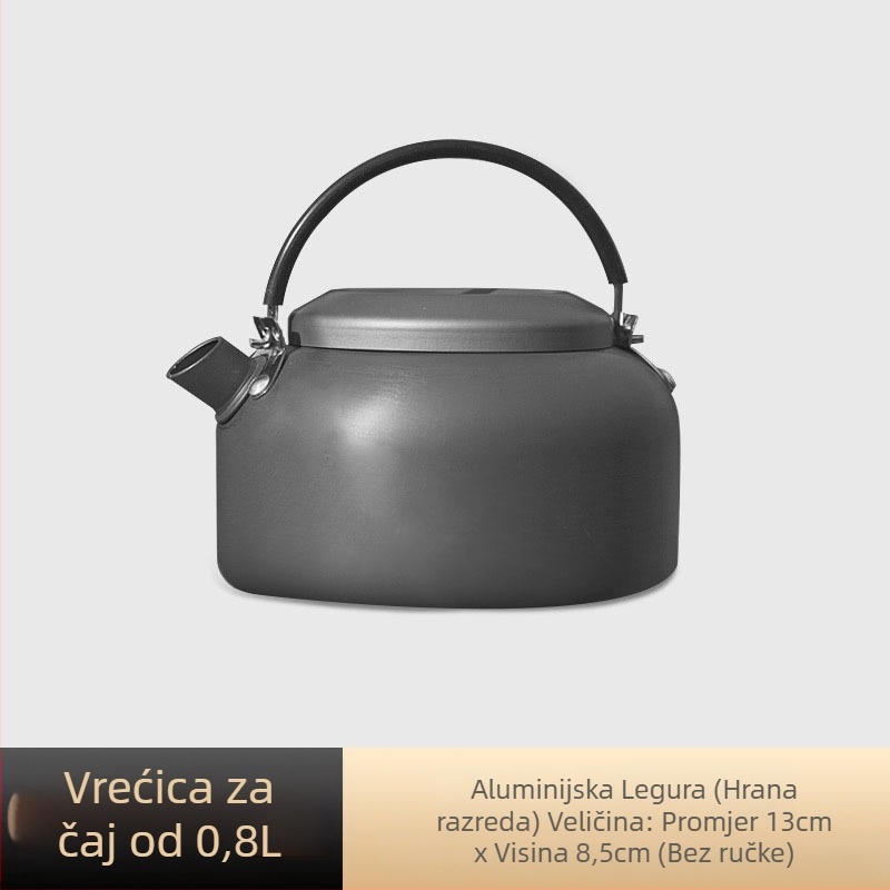 Set kuhinjskih posuda za kampiranje od aluminijske legure s canister štednjakom, za 3–5 osoba, višenamjenski (prženje/kuhanje), moguć tisak logotipa