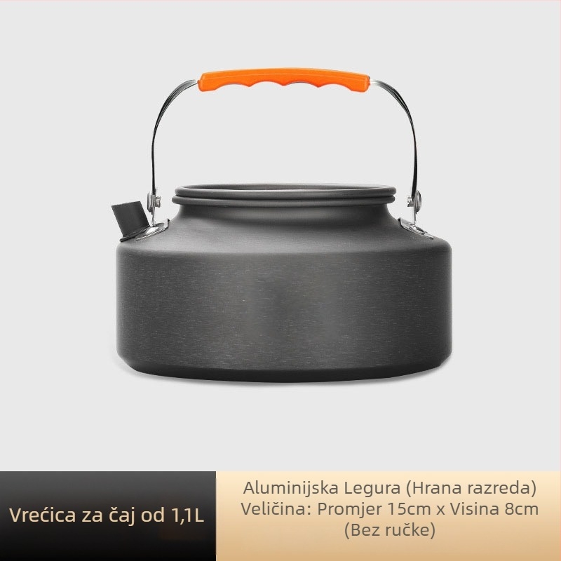 Set kuhinjskih posuda za kampiranje od aluminijske legure s canister štednjakom, za 3–5 osoba, višenamjenski (prženje/kuhanje), moguć tisak logotipa