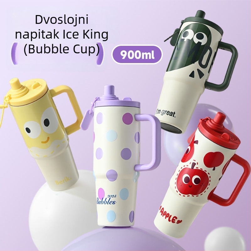 Termos šalica s drškom, vakuumska izolacija 6–12 sati, unutarnja 316 SS, vanjska 201 SS, čajni separator, lasersko graviranje dostupno
