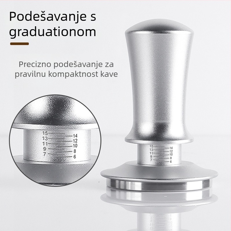 Nehrđajući čelični tamper za espresso s podesivom ljestvicom, težina 350 g