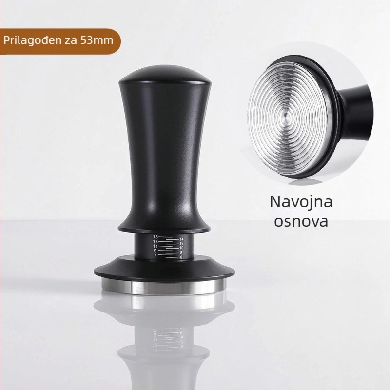 Nehrđajući čelični tamper za espresso s podesivom ljestvicom, težina 350 g