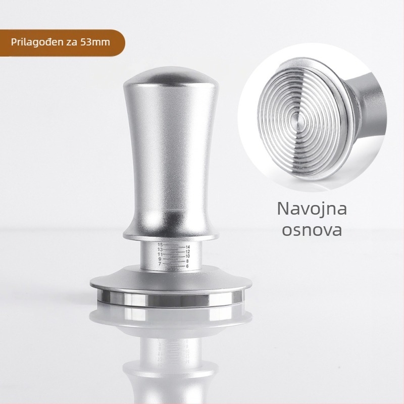 Nehrđajući čelični tamper za espresso s podesivom ljestvicom, težina 350 g