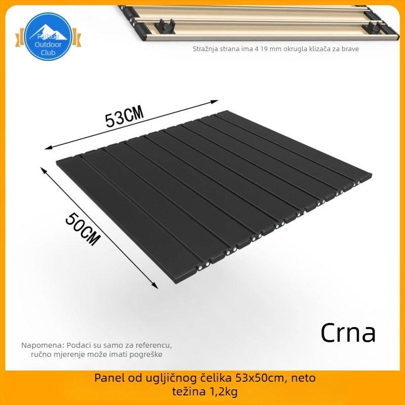 Sklopivi kamperski stol s panelom – nosač okvir i poprečna greda, od karbonskog čelika