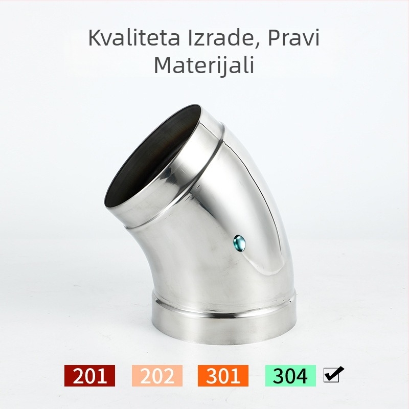 Kutni spoj cijevi od 304 nehrđajućeg čelika, zavareni, štancani, 90°, velikog promjera, debljina stijenke 1,2 mm