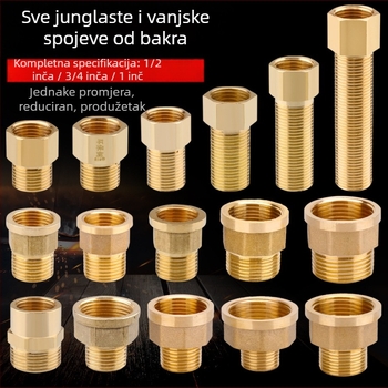 Bakreni produžni spoj s unutarnjim i vanjskim navojem, izravno produženje, navoji 4–6, prohodan dizajn
