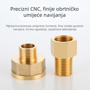 Bakreni produžni spoj s unutarnjim i vanjskim navojem, izravno produženje, navoji 4–6, prohodan dizajn