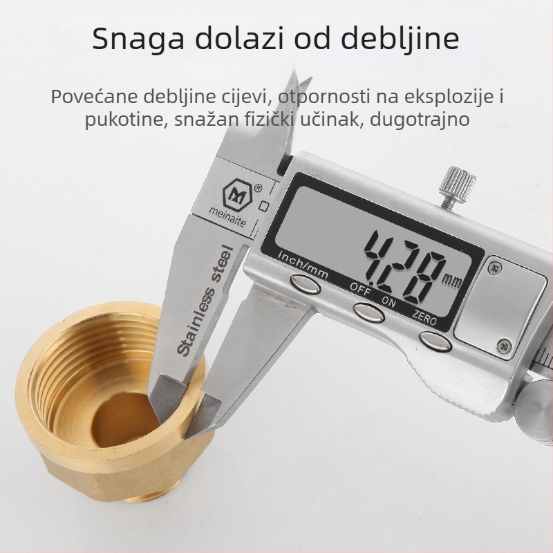 Bakreni produžni spoj s unutarnjim i vanjskim navojem, izravno produženje, navoji 4–6, prohodan dizajn