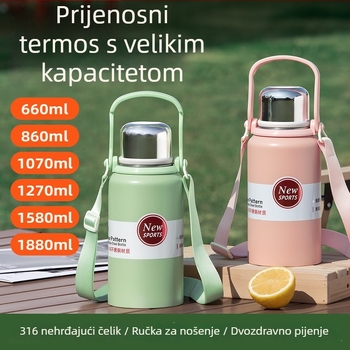 Izolirana čaša s dvostrukim stijenkama, unutarnja i vanjska od 201 nehrđajućeg čelika, prijenosna za vanjsku upotrebu, izolacija 0-6 sati