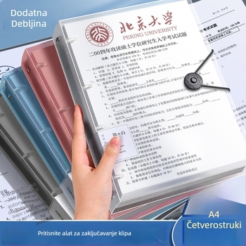 Četverodjelni A4 registrator s bušilicom – plastika, višestruki listovi