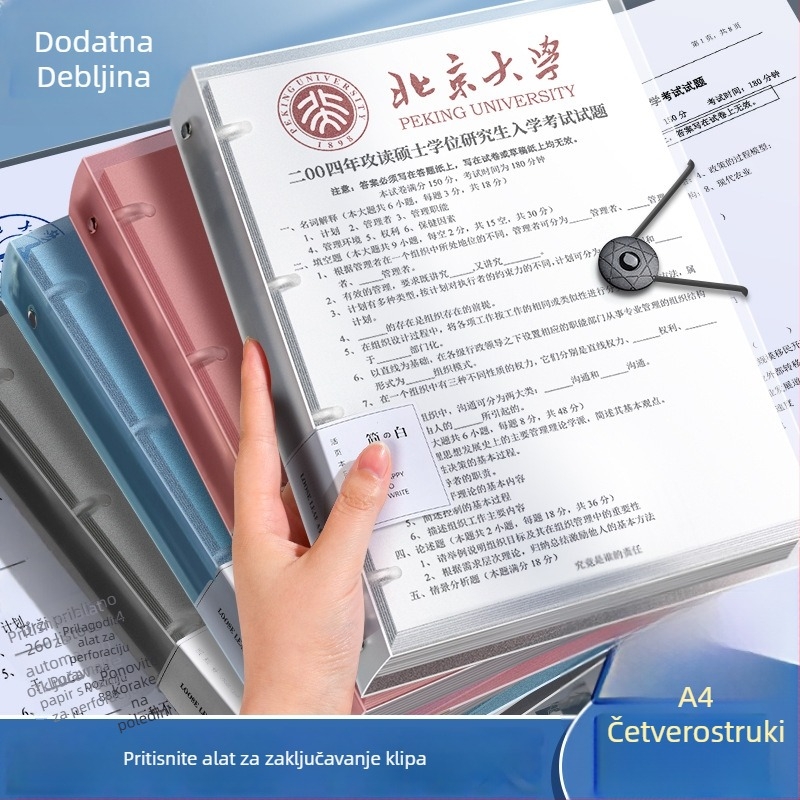 Četverodjelni A4 registrator s bušilicom – plastika, višestruki listovi