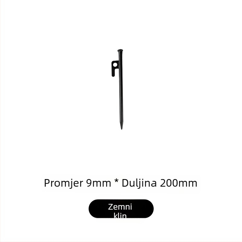 Šatorski klinovi – čelični, dugi i debeli; pogodni za snijeg i pijesak (Materijal: čelik; Tip: šatorski klinovi)